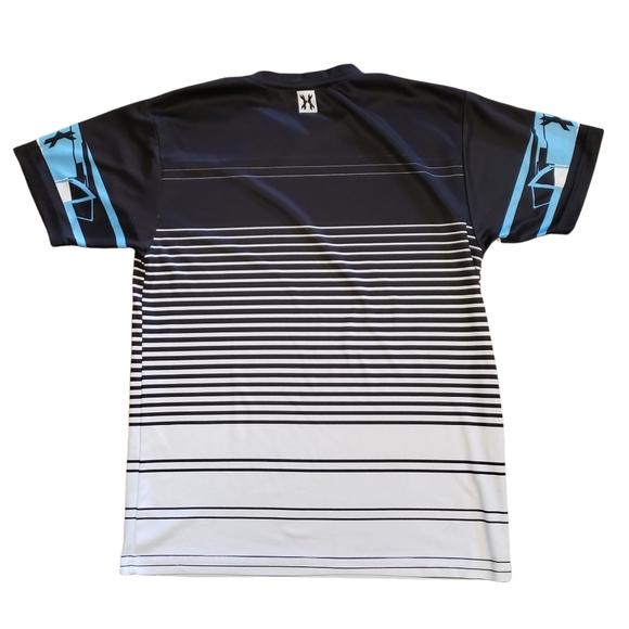 HK Army LA Run Cities Hostile Dri Fit Mens S Lined Up Dri Fit Shirt Black White - Picture 2 of 7